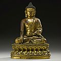 An important gilt-bronze figure of shakyamuni buddha. yongle mark and period