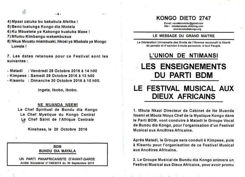 LE FESTIVAL MUSICAL AUX DIEUX AFRICAINS a