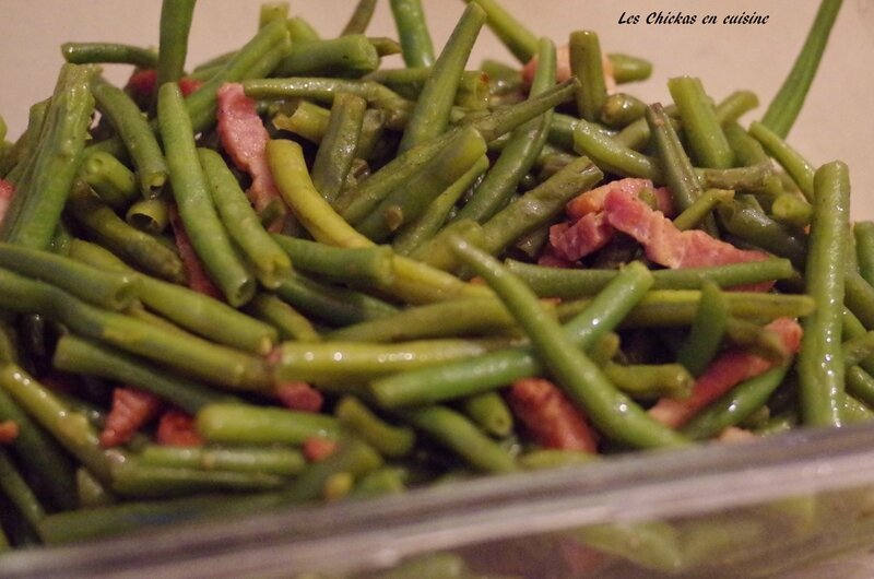 Haricots verts sautés aux lardons les Chickas en cuisine