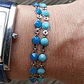 Bracelet Kibrille (ici bleu lagon à gauche et turquoise à droite) - 25 €