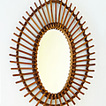 Déco vintage ... miroir rotin ovale * timéo 