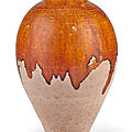 An amber-glazed pottery jar, Tang dynasty (AD 618-907)