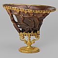 Drinking vessel made from rhinoceros horn, goblet: china, ming dynasty, early 17th century, mount: goa, 1650-1700