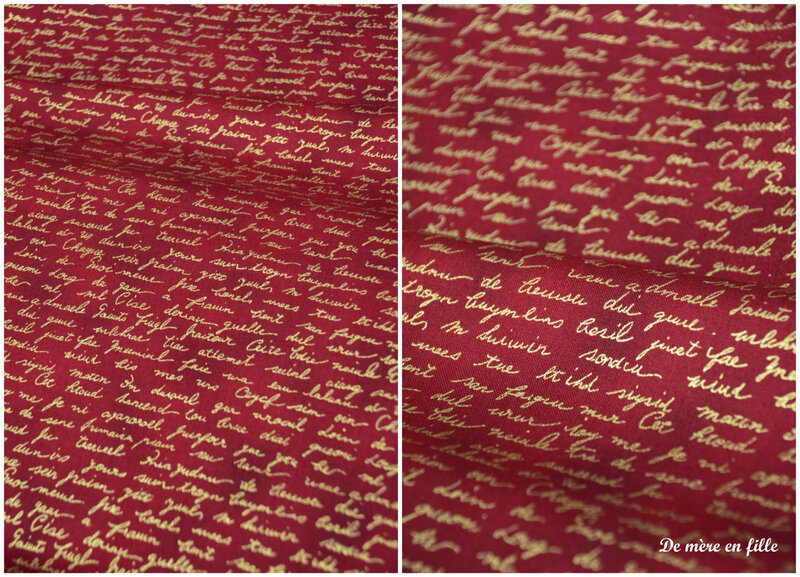fond rouge écritures or