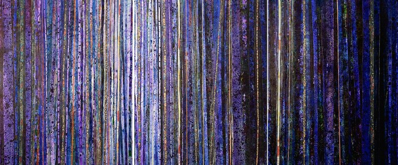 foret 66, (grand format), sept 2016, techniques mixtes sur bois, 242 x 105 cm