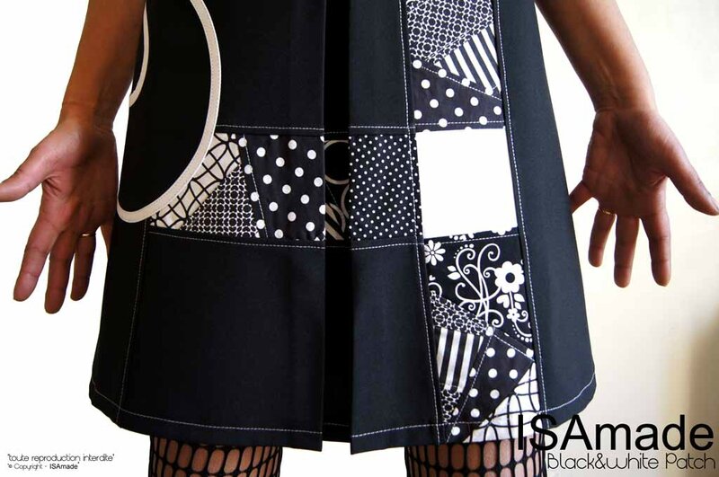 MOD-472C-robe noir & blanc graphique chic élégante trapèze made in France originale habillée printemps 2017 ISAmade