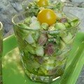 Verrines de tartare au thon rouge/avocat/citron vert