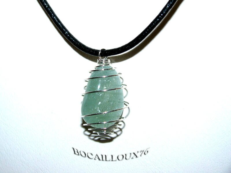 COLLIER PENDENTIF CAGE MINI AVENTURINE VERTE 33