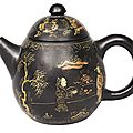 A black laquered yixing-teapot. dutch, end of 18th century