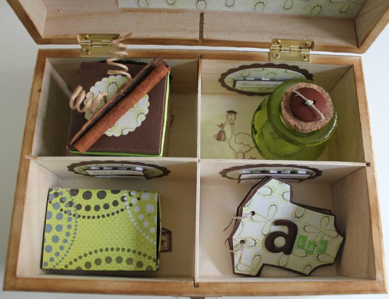 Boîte à naissance vert anis et chocolat - Les ateliers d'Emilie