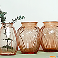Déco vintage ... vases en verre rose * art déco 