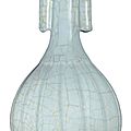 An unusual guan-type ribbed bottle vase, 19th century