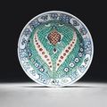 A Blue And White Iznik Pottery Dish Ottoman Turkey Circa Eloge