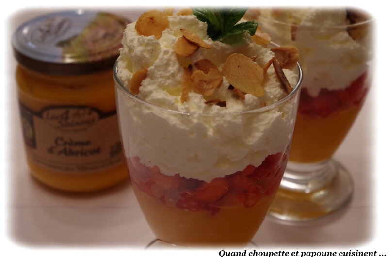 verrines crème d'abricot, dés de fraises et chantilly maison-9057