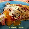 Pizza aux restes de raclette, champignons et oeuf