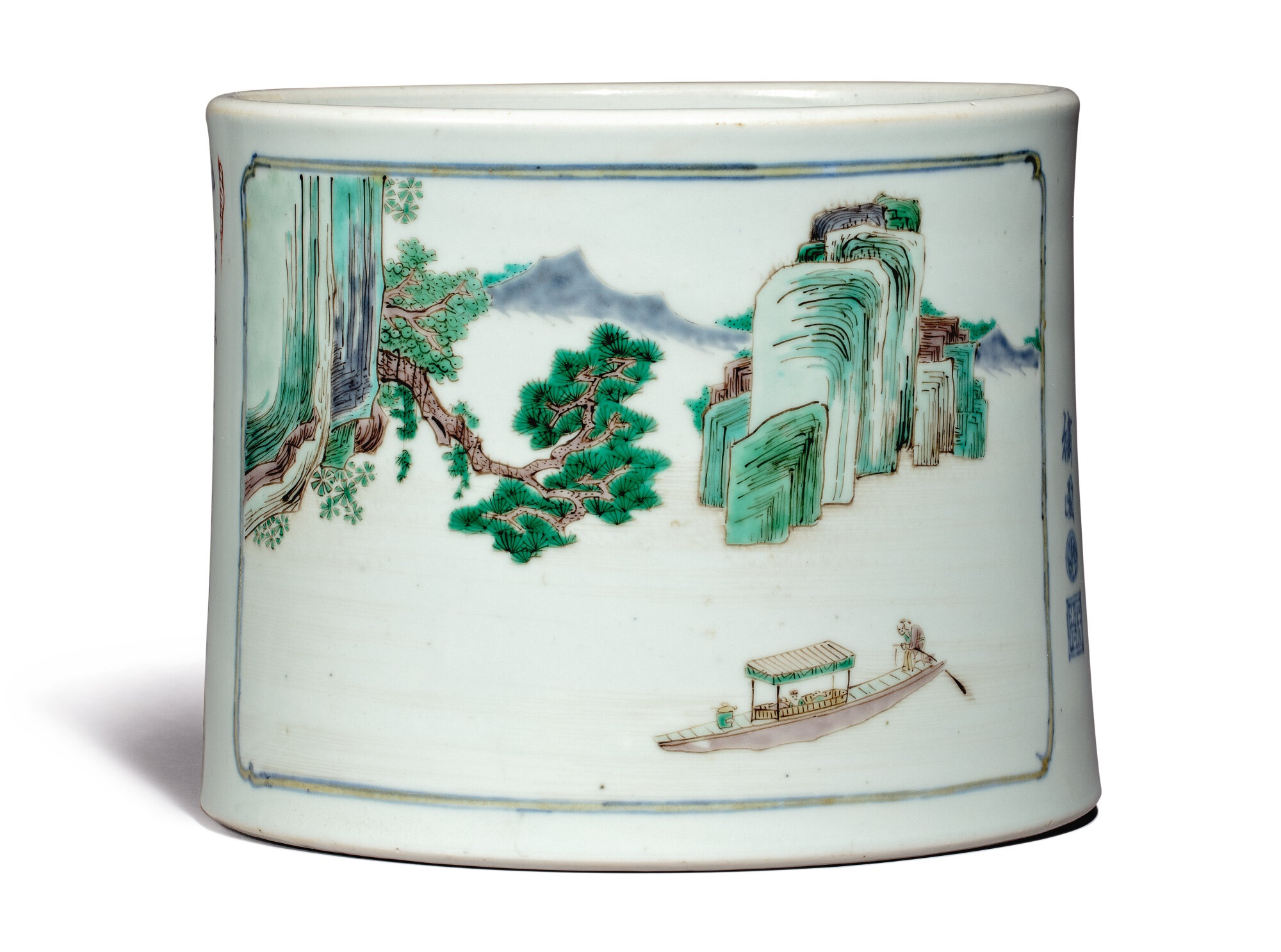 A Famille Verte Brush pot