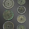 A group of seven bronze mirrors, Han dynasty