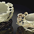Two pale greenish-white jade water coupes, 17th century