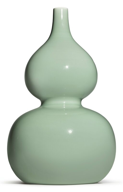 A fine and rare celadon-glazed double-gourd vase, Yongzheng seal mark and period (1723-1735)