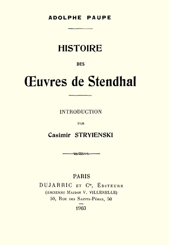 Histoire œuvres Stendhal, new