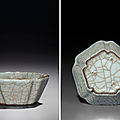 A very rare Ge cinquefoil brush washer, Yuan-Ming dynasty, 13th-15th century