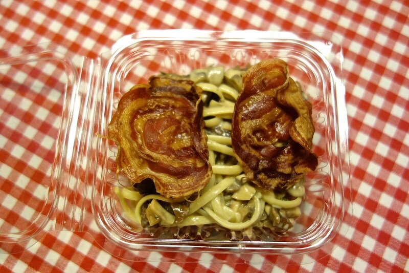 linguine aux châtaignes, champignons de Paris et pancetta